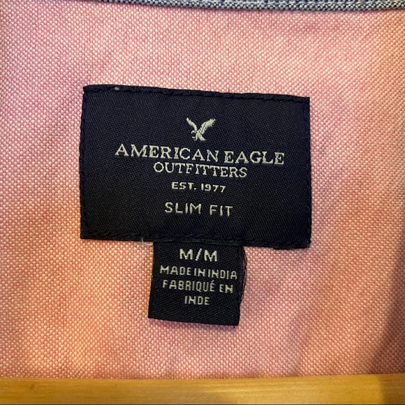 American Eagle Slim Fit Short Sleeve Colorblock Buttondown Shirt - Picture 3 of 4